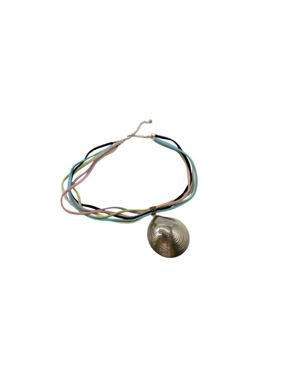 SX Sterling Silver Pendant Necklace 6 Strand Leather Cords Multicolor Boho